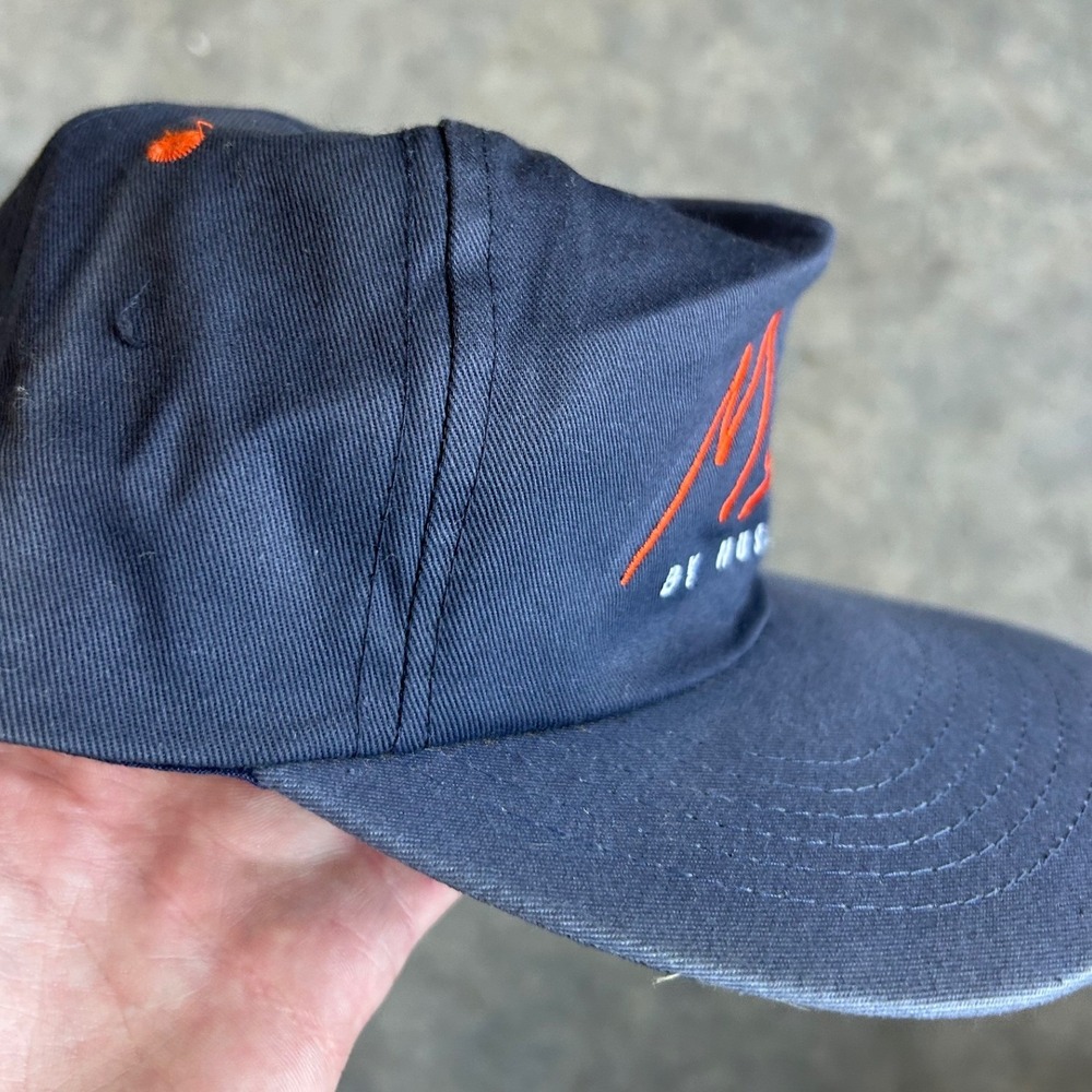 Husqvarna Mondo Vintage Navy Blue Snapback Hat Orange Embroidery Cotton Cap - Picture 8 of 9